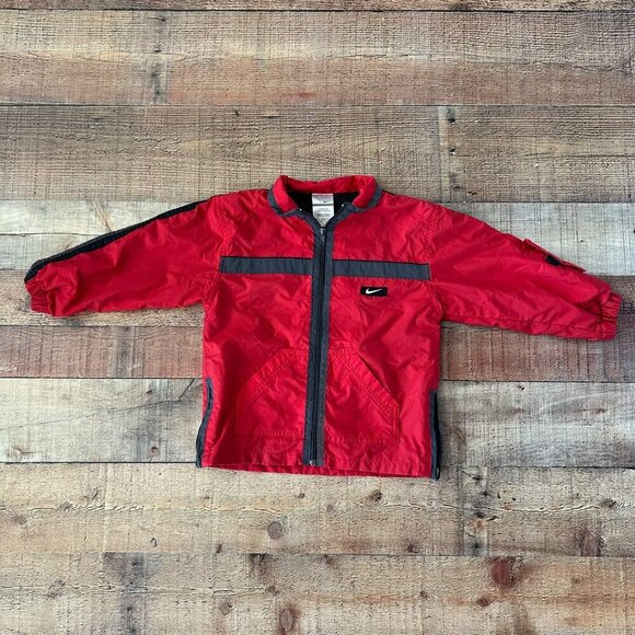 Nike Vintage Toddler Windbreaker Jacket 4T Red & Black - Picture 1 of 9